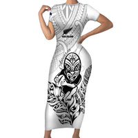 New Zealand Silver Fern Rugby Custom Family Matching Short Sleeve Bodycon Dress and Hawaiian Shirt Maori Tiki White Version LT15 Mom's Dress White - Polynesian Pride