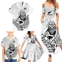New Zealand Silver Fern Rugby Custom Family Matching Summer Maxi Dress and Hawaiian Shirt Maori Tiki White Version LT15 - Polynesian Pride