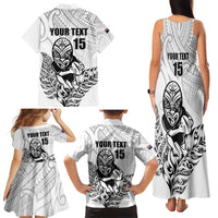 New Zealand Silver Fern Rugby Custom Family Matching Tank Maxi Dress and Hawaiian Shirt Maori Tiki White Version LT15 - Polynesian Pride