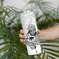 New Zealand Silver Fern Rugby Custom Skinny Tumbler Maori Tiki White Version LT15 - Polynesian Pride