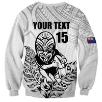 New Zealand Silver Fern Rugby Custom Sweatshirt Maori Tiki White Version LT15 - Polynesian Pride