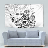 New Zealand Silver Fern Rugby Custom Tapestry Maori Tiki White Version LT15 - Polynesian Pride