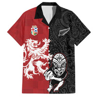 Custom British Lions New Zealand Family Matching Long Sleeve Bodycon Dress and Hawaiian Shirt Unique Style LT18 Dad's Shirt - Short Sleeve Red - Polynesian Pride
