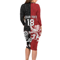 Custom British Lions New Zealand Family Matching Long Sleeve Bodycon Dress and Hawaiian Shirt Unique Style LT18 - Polynesian Pride