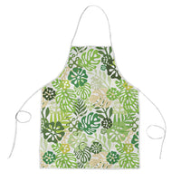 Green Aloha Hawaiian Apron Monstera Hibiscus Tropical Pattern