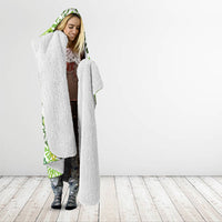 Green Aloha Hawaiian Hooded Blanket Monstera Hibiscus Tropical Pattern
