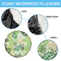 Green Aloha Hawaiian Spare Tire Cover Monstera Hibiscus Tropical Pattern