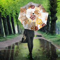 Brown Aloha Hawaiian Umbrella Monstera Hibiscus Tropical Pattern