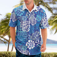 Blue Aloha Hawaiian Hawaiian Shirt Monstera Hibiscus Tropical Pattern