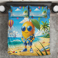 Funny Hawaii Mango Bedding Set Tropical Summer Beach Mascot Vacation
