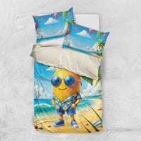 Funny Hawaii Mango Bedding Set Tropical Summer Beach Mascot Vacation