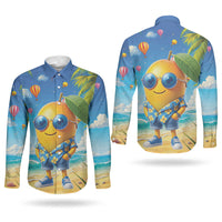 Funny Hawaii Mango Couples Matching Summer Maxi Dress and Long Sleeve Button Shirt Tropical Summer Beach Mascot Vacation