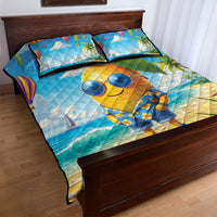 Funny Hawaii Mango Quilt Bed Set Tropical Summer Beach Mascot Vacation