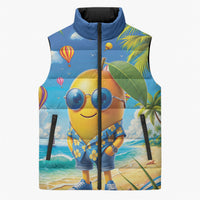 Funny Hawaii Mango Sleeveless Puffer Jacket Tropical Summer Beach Mascot Vacation