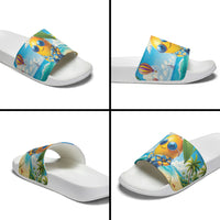 Funny Hawaii Mango Slide Sandals Tropical Summer Beach Mascot Vacation