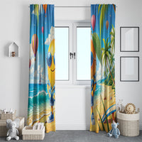 Funny Hawaii Mango Window Curtain Tropical Summer Beach Mascot Vacation