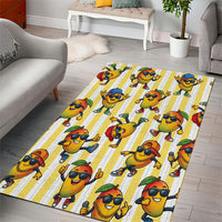 Funny Hawaii Mango Hip Hop Cartoon Area Rug Summer Beach Party