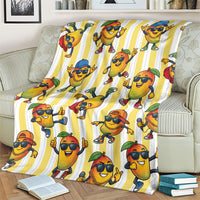 Funny Hawaii Mango Hip Hop Cartoon Blanket Summer Beach Party