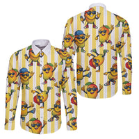 Funny Hawaii Mango Hip Hop Cartoon Family Matching Off Shoulder Short Dress and Hawaiian Shirt Summer Beach Party