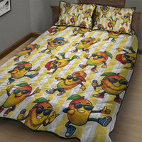 Funny Hawaii Mango Hip Hop Cartoon Quilt Bed Set Summer Beach Party