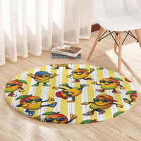 Funny Hawaii Mango Hip Hop Cartoon Round Carpet Summer Beach Party
