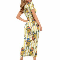 Funny Hawaii Mango Hip Hop Cartoon Short Sleeve Bodycon Dress Summer Beach Party