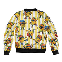 Funny Hawaii Mango Hip Hop Cartoon Sleeve Zip Bomber Jacket Summer Beach Party