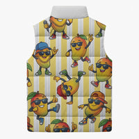 Funny Hawaii Mango Hip Hop Cartoon Sleeveless Puffer Jacket Summer Beach Party