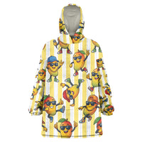Funny Hawaii Mango Hip Hop Cartoon Wearable Blanket Hoodie Summer Beach Party