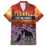 Personalised ANZAC Day Family Matching Tank Maxi Dress and Hawaiian Shirt Remembering the Animals of War LT19 Dad's Shirt - Short Sleeve Purple - Polynesian Pride
