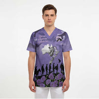ANZAC Day Scrub Top Lest We Forget the Animals Too