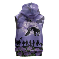 ANZAC Day Sleeveless Zip Hoodie Lest We Forget the Animals Too