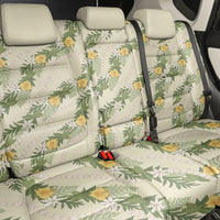 Hawaiian Pikake Maile Lei Back Car Seat Cover Tiare Hibiscus Kalo Palapalai Leaf Beige