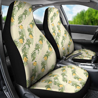 Hawaiian Pikake Maile Lei Car Seat Cover Tiare Hibiscus Kalo Palapalai Leaf Beige