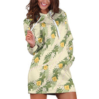 Hawaiian Pikake Maile Lei Hoodie Dress Tiare Hibiscus Kalo Palapalai Leaf Beige LT19 Beige - Polynesian Pride