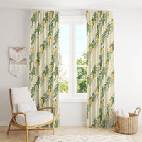 Hawaiian Pikake Maile Lei Window Curtain Tiare Hibiscus Kalo Palapalai Leaf Beige