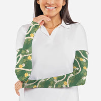 Hawaiian Pikake Maile Lei Arm Sleeves Tiare Hibiscus Kalo Palapalai Leaf Green