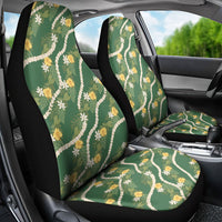 Hawaiian Pikake Maile Lei Car Seat Cover Tiare Hibiscus Kalo Palapalai Leaf Green