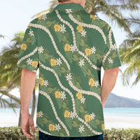 Hawaiian Pikake Maile Lei Hawaiian Shirt Tiare Hibiscus Kalo Palapalai Leaf Green