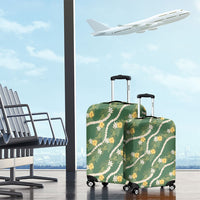 Hawaiian Pikake Maile Lei Luggage Cover Tiare Hibiscus Kalo Palapalai Leaf Green