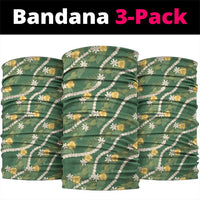 Hawaiian Pikake Maile Lei Neck Gaiter Tiare Hibiscus Kalo Palapalai Leaf Green