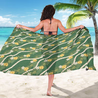 Hawaiian Pikake Maile Lei Sarong Tiare Hibiscus Kalo Palapalai Leaf Green