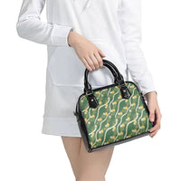 Hawaiian Pikake Maile Lei Shoulder Handbag Tiare Hibiscus Kalo Palapalai Leaf Green