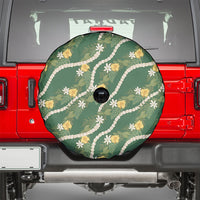 Hawaiian Pikake Maile Lei Spare Tire Cover Tiare Hibiscus Kalo Palapalai Leaf Green