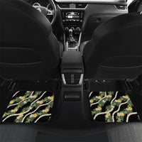Hawaiian Pikake Maile Lei Car Mats Tiare Hibiscus Kalo Palapalai Leaf Black