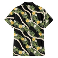 Hawaiian Pikake Maile Lei Family Matching Mermaid Dress and Hawaiian Shirt Tiare Hibiscus Kalo Palapalai Leaf Black LT19 - Polynesian Pride