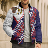 American Samoa Flag Day Bomber Puffer Jacket Polynesian Tribal Tattoo Eagle Art