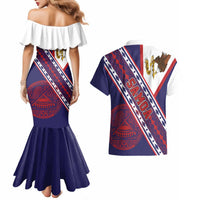 American Samoa Flag Day Couples Matching Mermaid Dress and Hawaiian Shirt Polynesian Tribal Tattoo Eagle Art