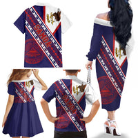 American Samoa Flag Day Family Matching Off The Shoulder Long Sleeve Dress and Hawaiian Shirt Polynesian Tribal Tattoo Eagle Art LT19 - Polynesian Pride
