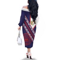 American Samoa Flag Day Family Matching Off The Shoulder Long Sleeve Dress and Hawaiian Shirt Polynesian Tribal Tattoo Eagle Art LT19 - Polynesian Pride